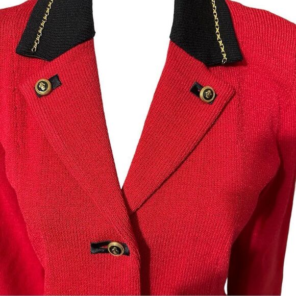 Toula Red Military Knit Blazer Gold Detailing Sz 4 NWT - Picture 6 of 15